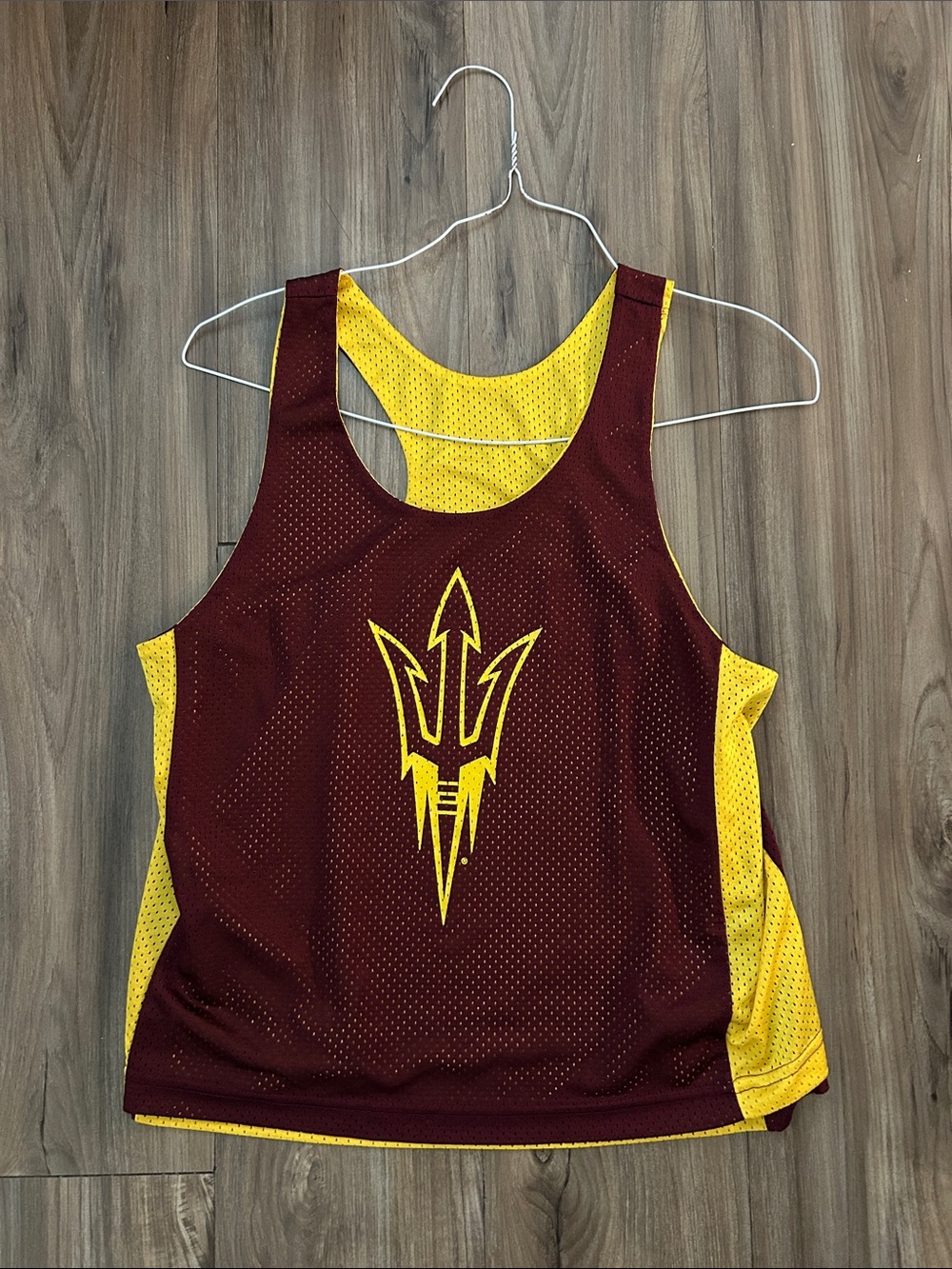 Arizona Jean Company Yellow and Maroon Arizona State Mesh Tank